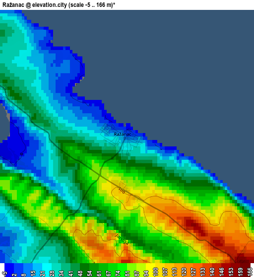 Ražanac elevation map