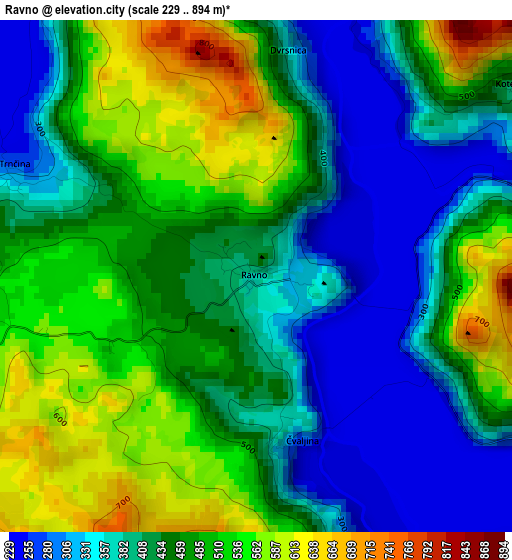 Ravno elevation map