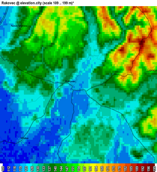 Rakovec elevation map