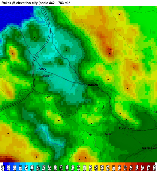 Rakek elevation map