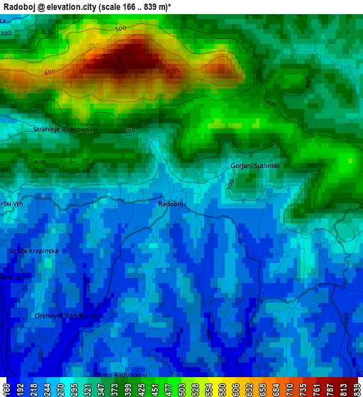 Radoboj elevation map