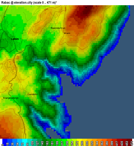 Rabac elevation map