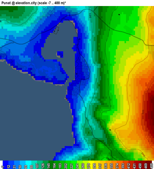 Punat elevation map