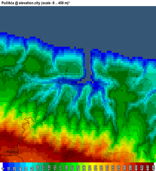 Pučišća elevation map