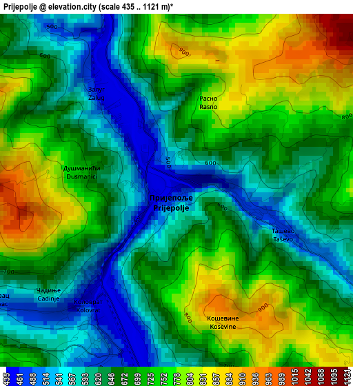 Prijepolje elevation map