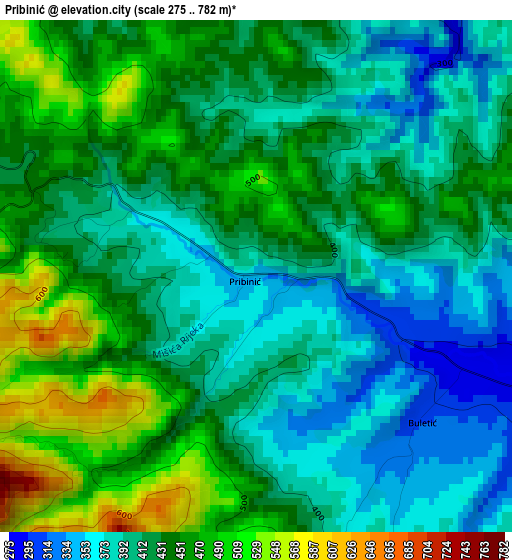 Pribinić elevation map