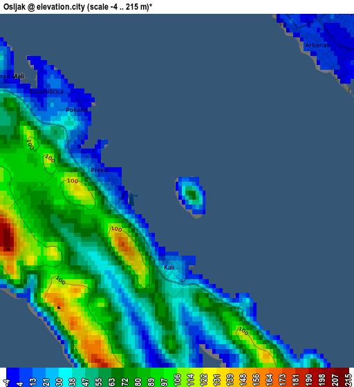 Osljak elevation map