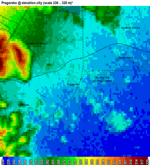 Pragersko elevation map