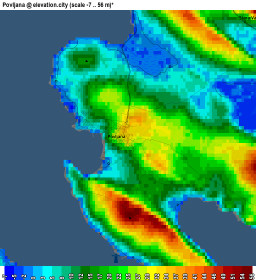 Povljana elevation map