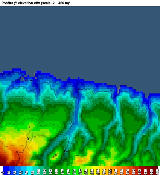 Postira elevation map