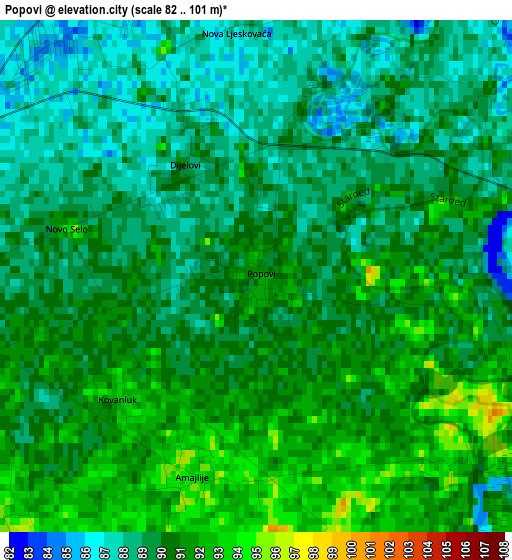 Popovi elevation map