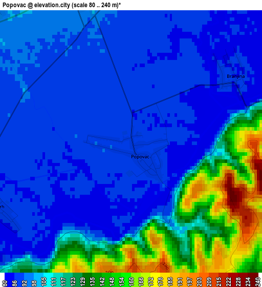 Popovac elevation map