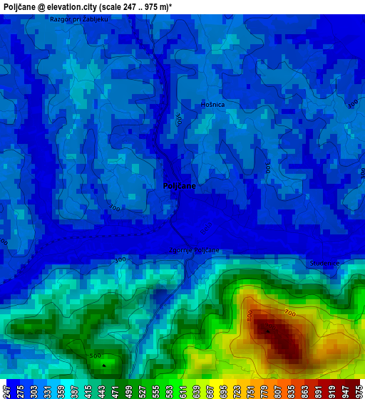 Poljčane elevation map