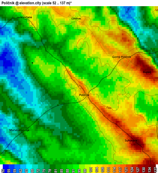 Poličnik elevation map