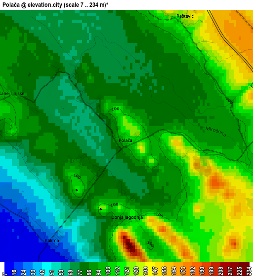 Polača elevation map