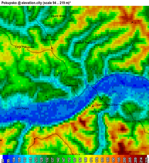 Pokupsko elevation map