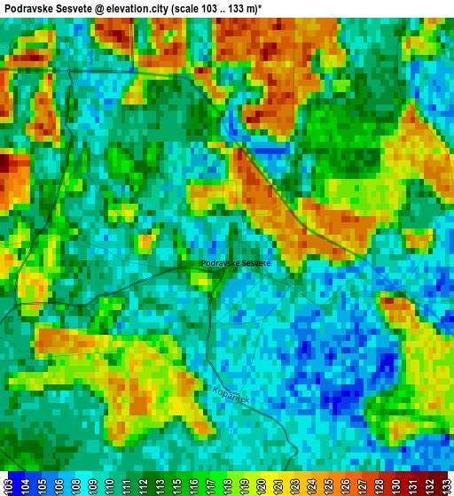 Podravske Sesvete elevation map