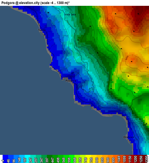 Podgora elevation map