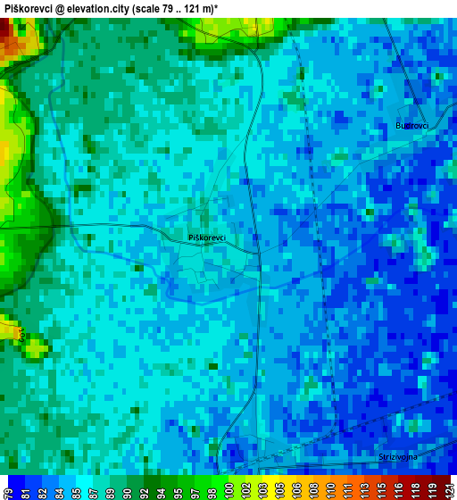 Piškorevci elevation map