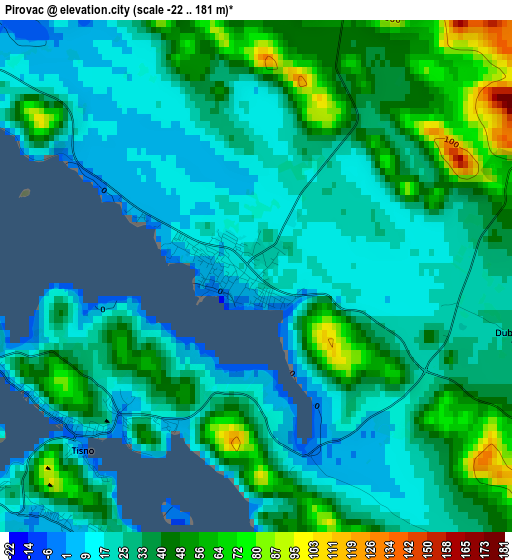 Pirovac elevation map