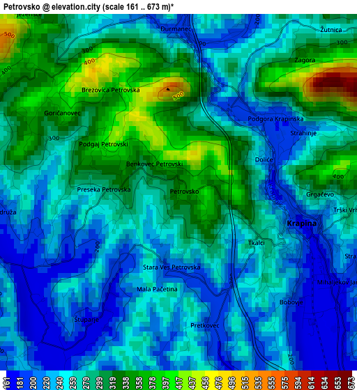 Petrovsko elevation map