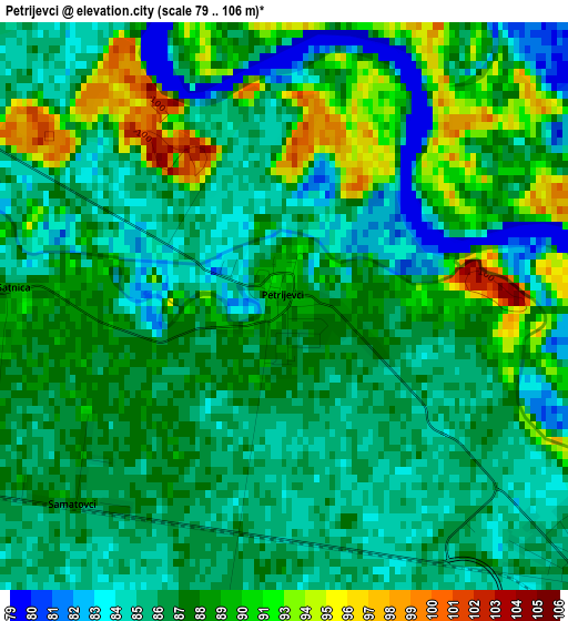 Petrijevci elevation map