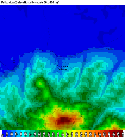 Petkovica elevation map