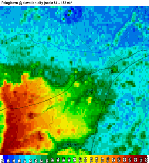 Pelagićevo elevation map