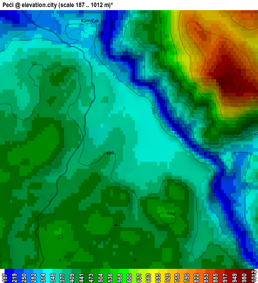 Peći elevation map