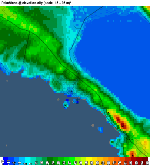 Pakoštane elevation map