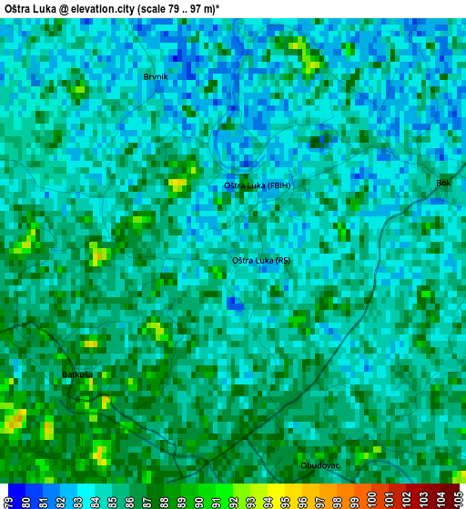 Oštra Luka elevation map