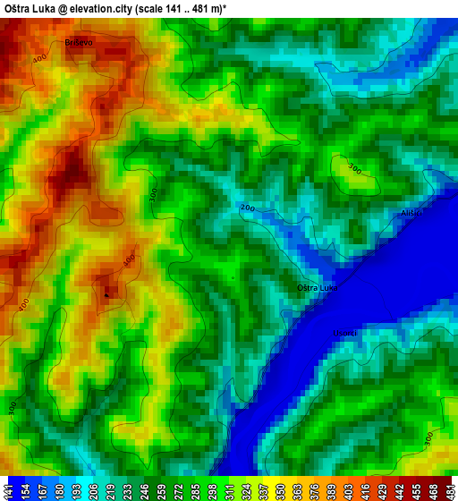 Oštra Luka elevation map