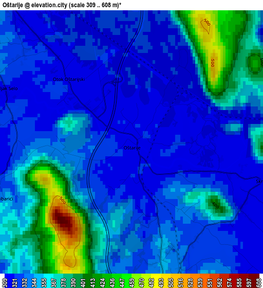 Oštarije elevation map