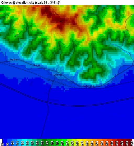 Oriovac elevation map