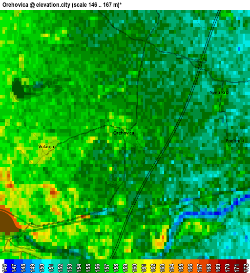 Orehovica elevation map