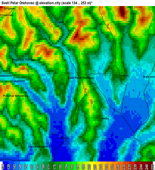 Sveti Petar Orehovec elevation map