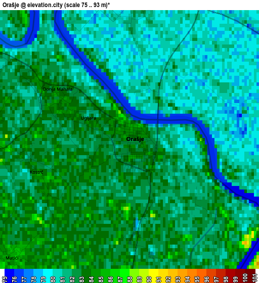 Orašje elevation map