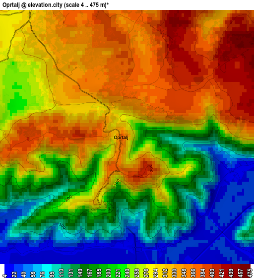 Oprtalj elevation map