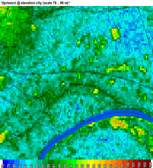 Oprisavci elevation map