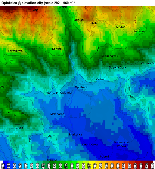 Oplotnica elevation map