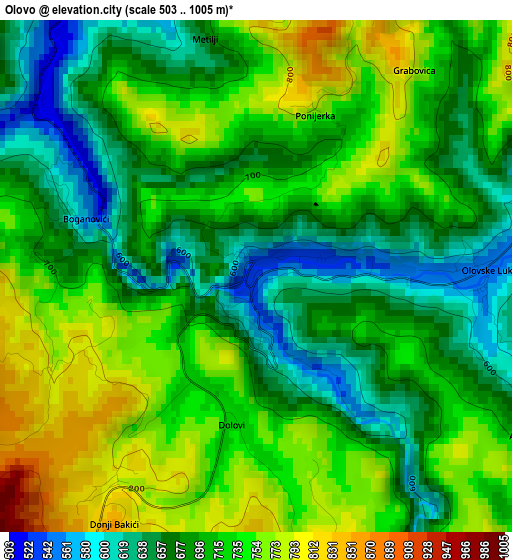 Olovo elevation map