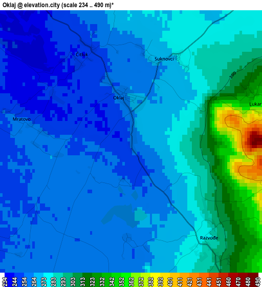 Oklaj elevation map