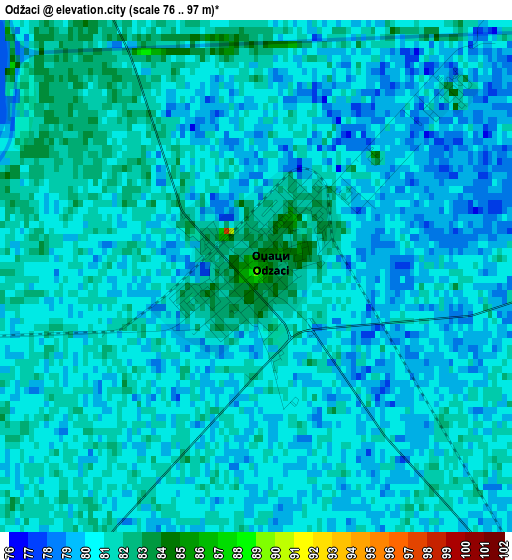 Odžaci elevation map