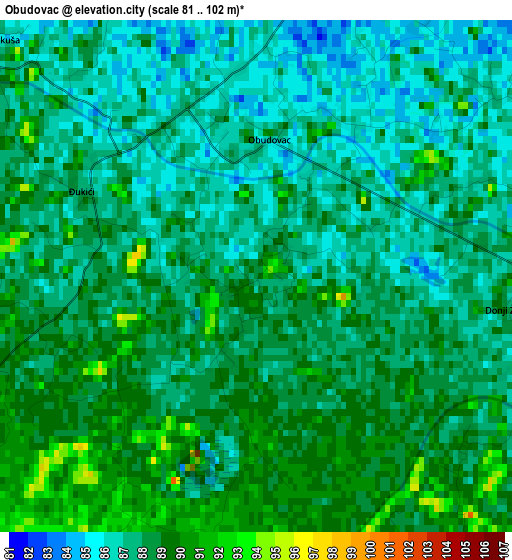 Obudovac elevation map