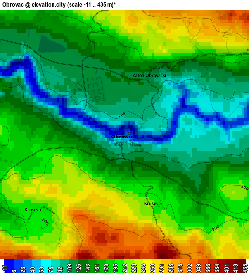 Obrovac elevation map