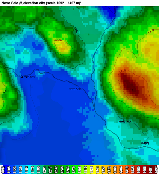 Novo Selo elevation map