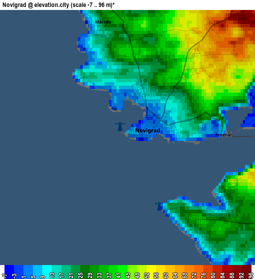 Novigrad elevation map