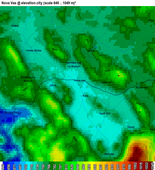 Nova Vas elevation map