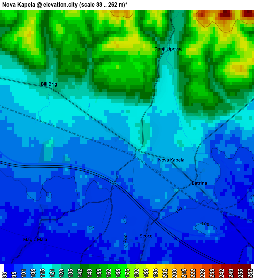 Nova Kapela elevation map