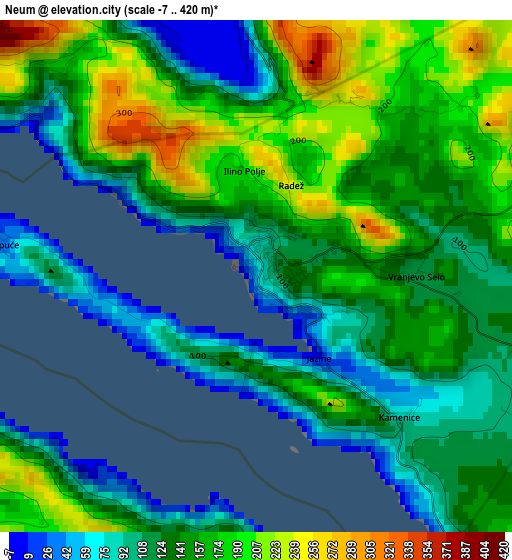 Neum elevation map